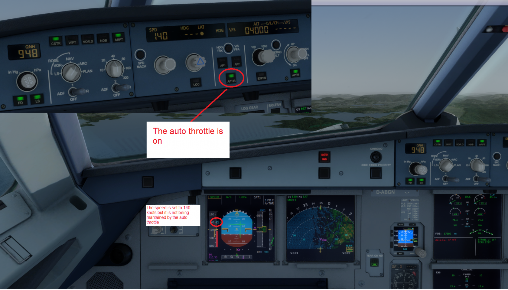 aerosoft a320 auto throttle problem / landing Auto Flight, Manual