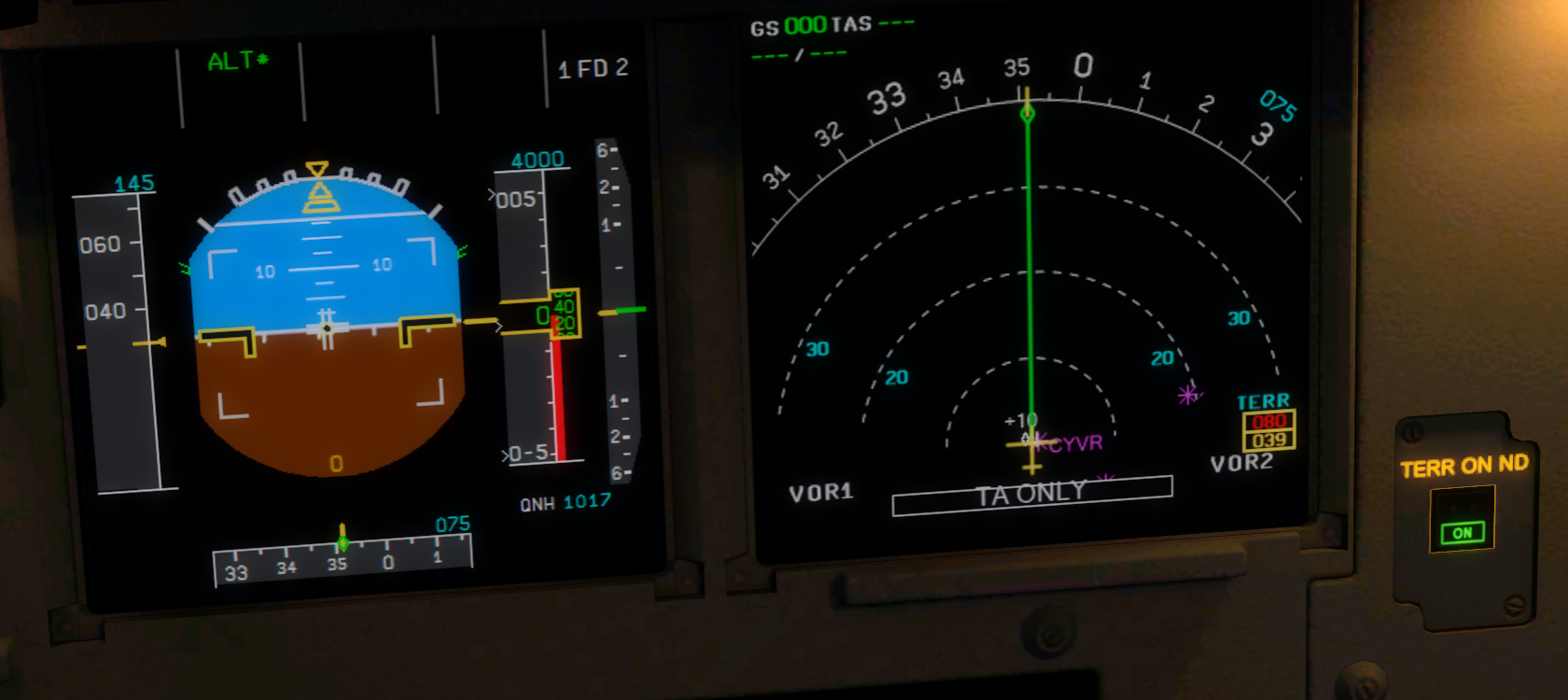 Terrain and weather radar not working Ver. 1.30f PFD, ND, ECAMS