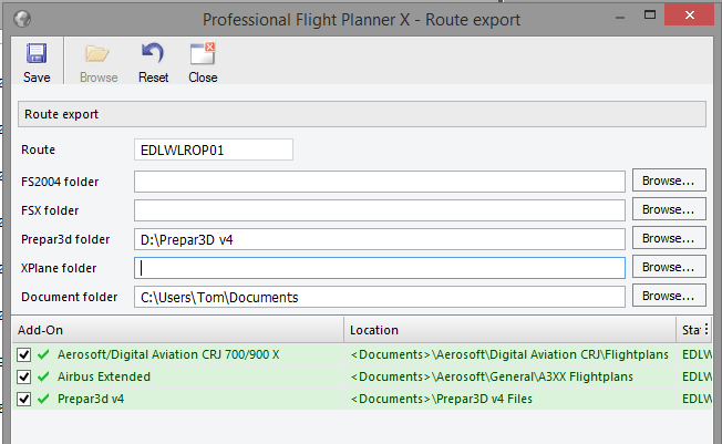 Export flightplan as PLN file - Professional Flight Planner X ...