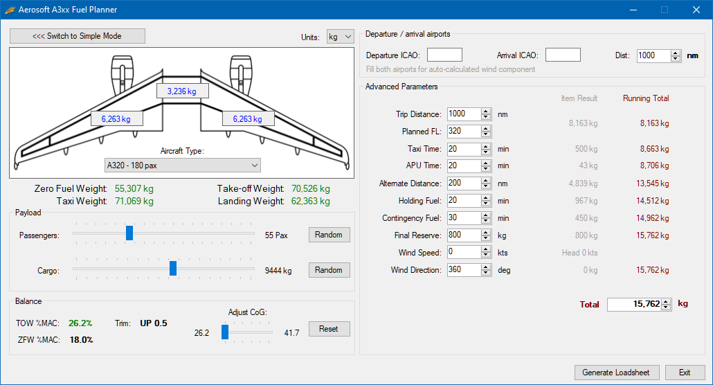 Check Fuel planner Version 1.3.0.1 Systems AEROSOFT COMMUNITY SERVICES