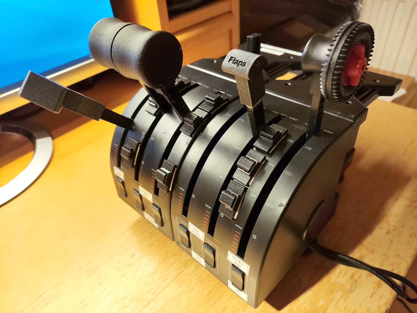 Saitek Throttle Quadrant detents with 3d printed holders for