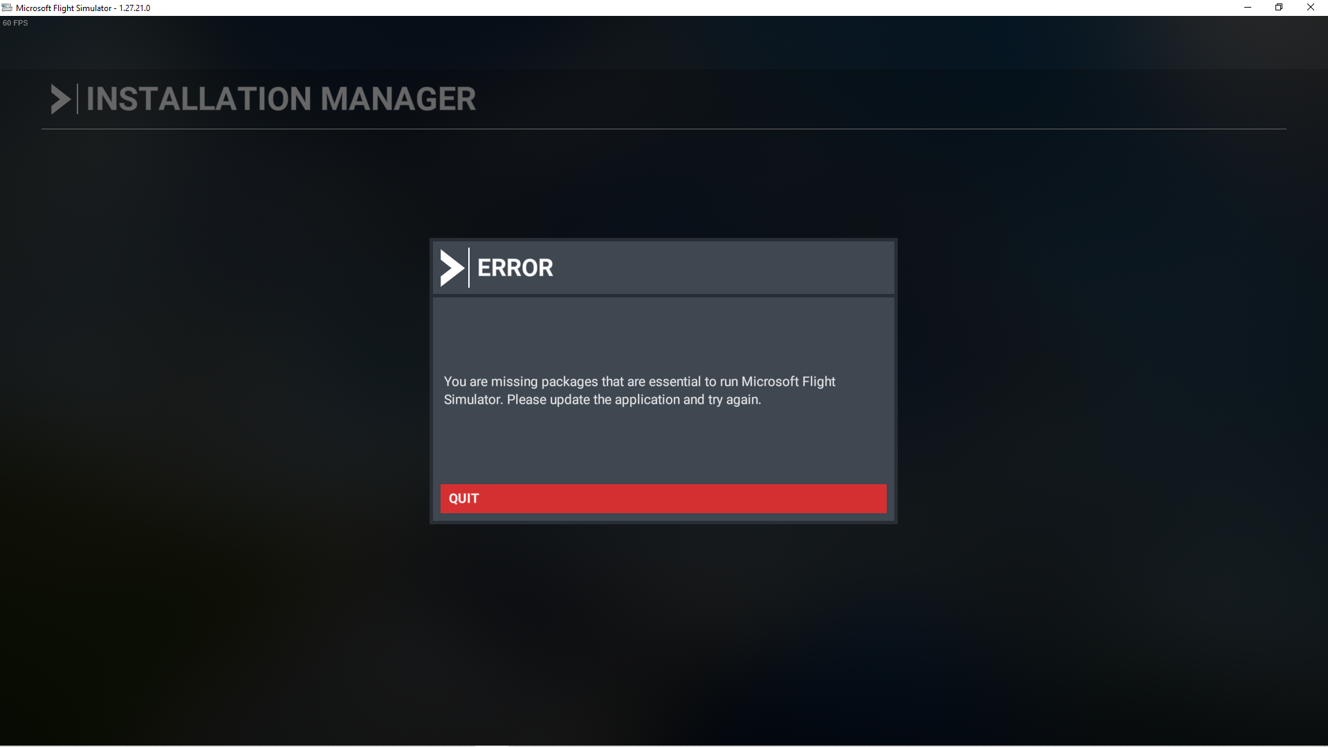 You are missing packages that are essential to run Microsoft Flight