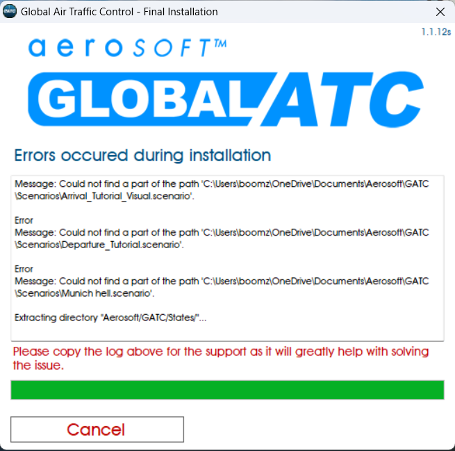 Error message could not find a part of the path c users boomz
